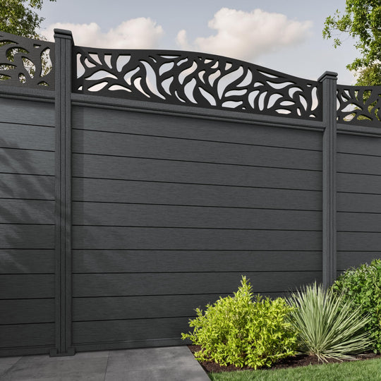 Fusion Plume Curved Top Fence Panel - Dark Grey - with our composite posts