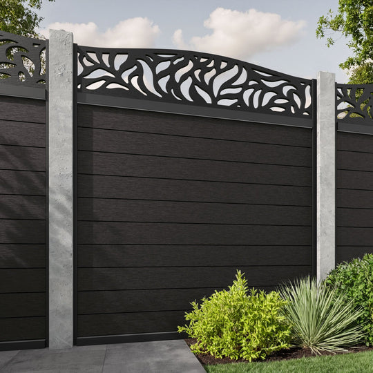Fusion Plume Curved Top Fence Panel - Dark Oak - for existing concrete posts