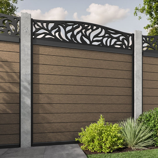 Fusion Plume Curved Top Fence Panel - Teak - for existing concrete posts