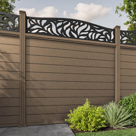 Fusion Plume Curved Top Fence Panel - Teak - with our composite posts