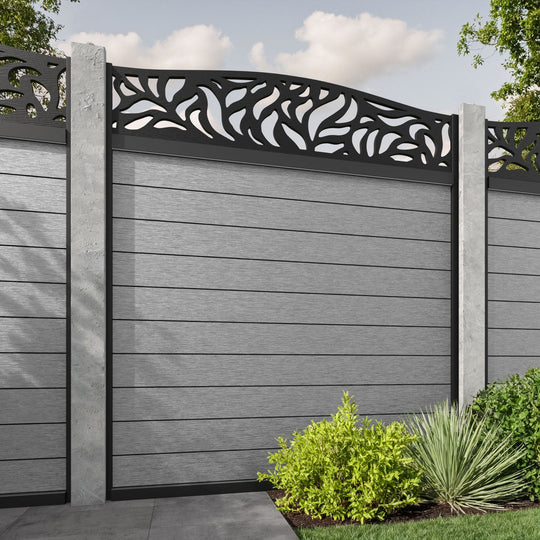Fusion Plume Curved Top Fence Panel - Light Grey - for existing concrete posts