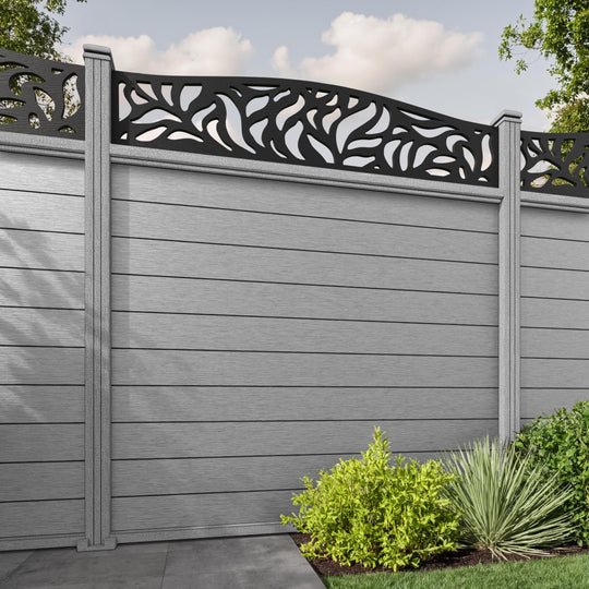 Fusion Plume Curved Top Fence Panel - Light Grey - with our composite posts