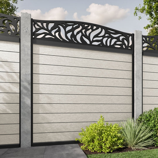 Fusion Plume Curved Top Fence Panel - Light Stone - for existing concrete posts