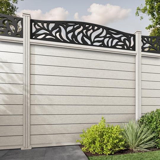 Fusion Plume Curved Top Fence Panel - Light Stone - with our composite posts