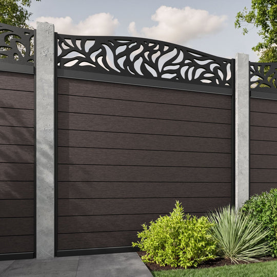 Fusion Plume Curved Top Fence Panel - Mid Brown - for existing concrete posts