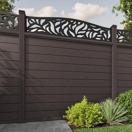 Fusion Plume Curved Top Fence Panel - Mid Brown - with our composite posts