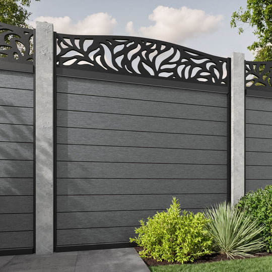 Fusion Plume Curved Top Fence Panel - Mid Grey - for existing concrete posts