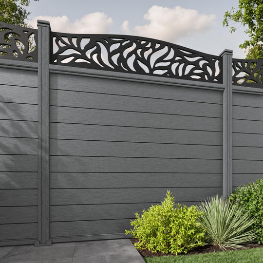 Fusion Plume Curved Top Fence Panel - Mid Grey - with our composite posts