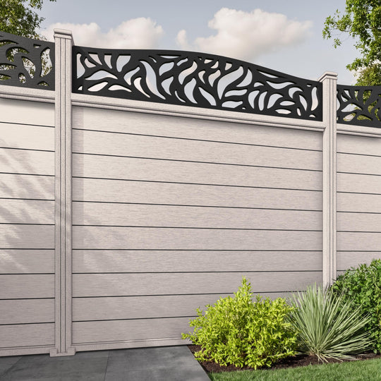 Fusion Plume Curved Top Fence Panel - Mid Stone - with our composite posts