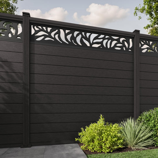 Fusion Plume Fence Panel - Dark Oak - with our composite posts