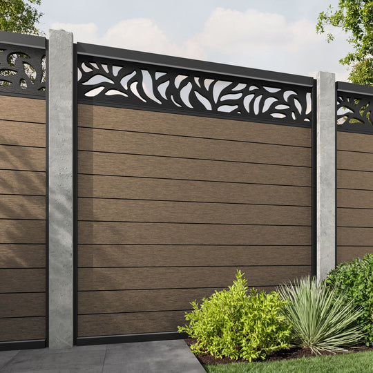 Fusion Plume Fence Panel - Teak - for existing concrete posts