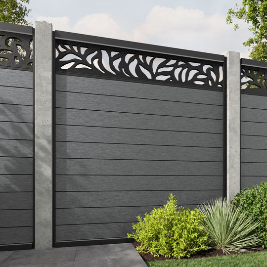 Fusion Plume Fence Panel - Mid Grey - for existing concrete posts