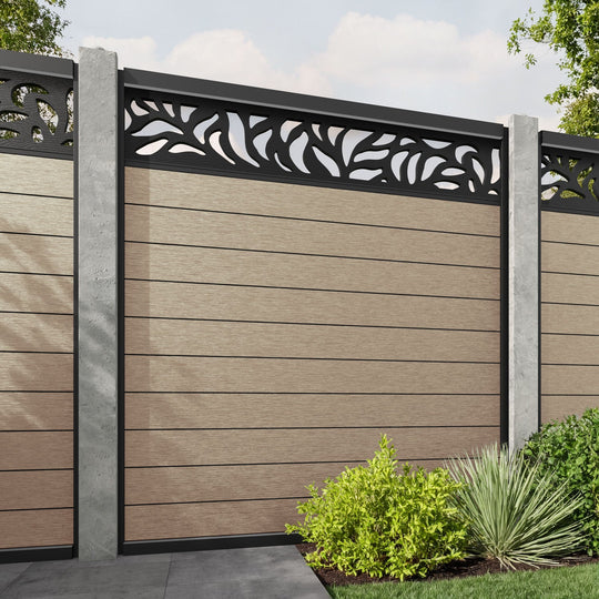 Fusion Plume Fence Panel - Light Oak - for existing concrete posts