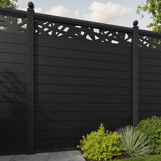 Fusion Prism Fence Panel - Black - with our composite posts
