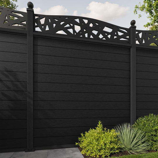 Fusion Prism Curved Top Fence Panel - Black - with our composite posts