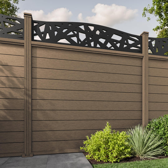 Fusion Prism Curved Top Fence Panel - Teak - with our composite posts