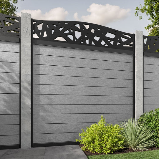 Fusion Prism Curved Top Fence Panel - Light Grey - for existing concrete posts