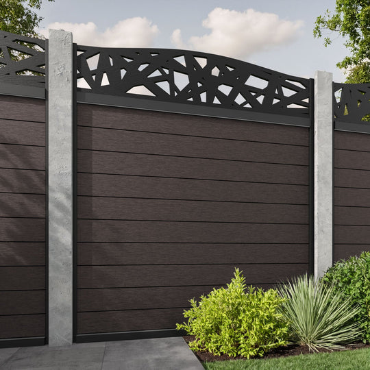 Fusion Prism Curved Top Fence Panel - Mid Brown - for existing concrete posts