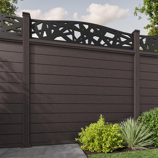 Fusion Prism Curved Top Fence Panel - Mid Brown - with our composite posts