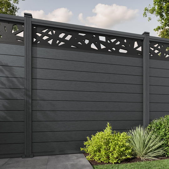 Fusion Prism Fence Panel - Dark Grey - with our composite posts
