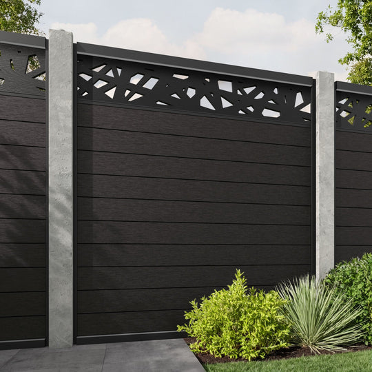 Fusion Prism Fence Panel - Dark Oak - for existing concrete posts