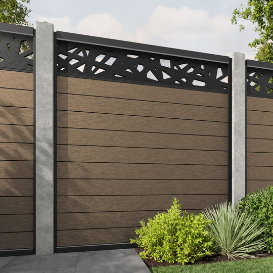 Fusion Prism Fence Panel - Teak - for existing concrete posts