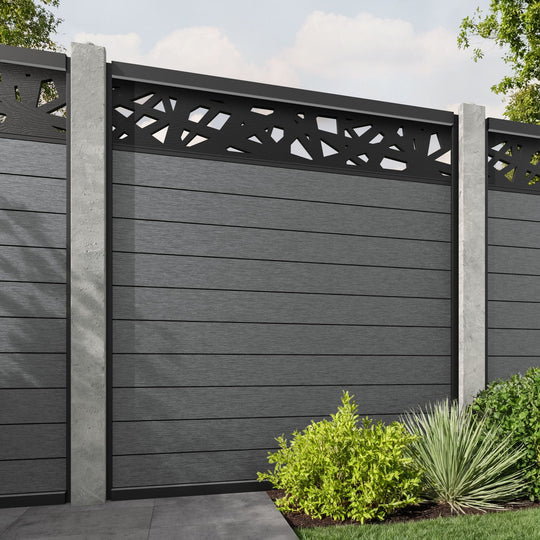 Fusion Prism Fence Panel - Mid Grey - for existing concrete posts