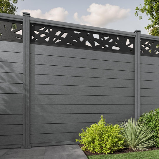 Fusion Prism Fence Panel - Mid Grey - with our composite posts