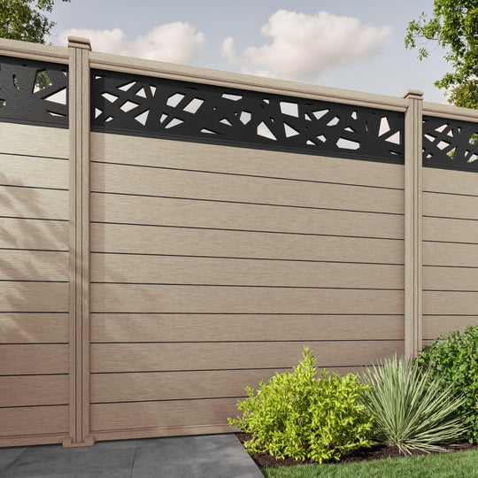 Fusion Prism Fence Panel - Light Oak - with our composite posts
