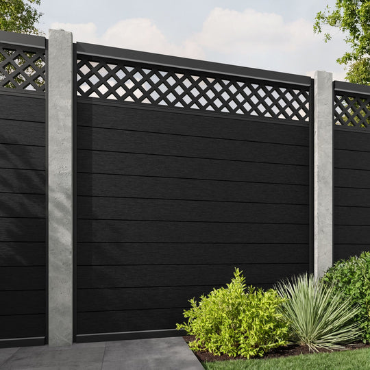 Fusion Hive Fence Panel - Black - for existing concrete posts