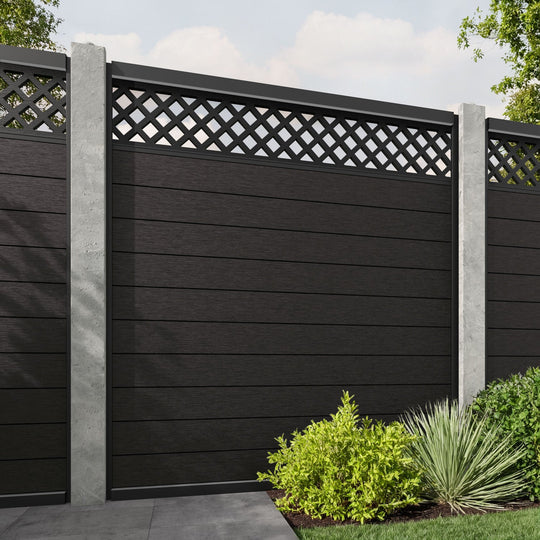 Fusion Hive Fence Panel - Dark Oak - for existing concrete posts