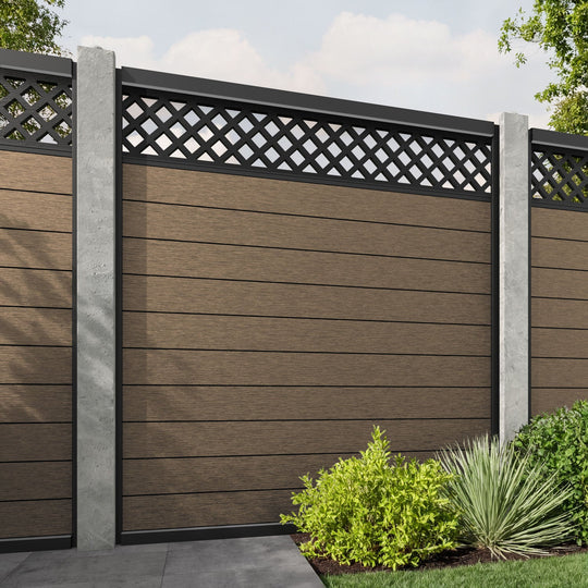 Fusion Hive Fence Panel - Teak - for existing concrete posts