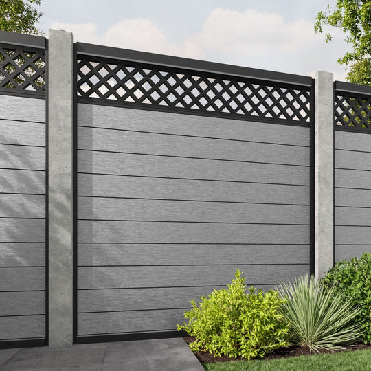 Fusion Hive Fence Panel - Light Grey - for existing concrete posts