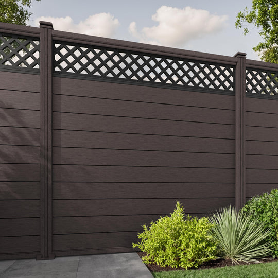 Fusion Hive Fence Panel - Mid Brown - with our composite posts