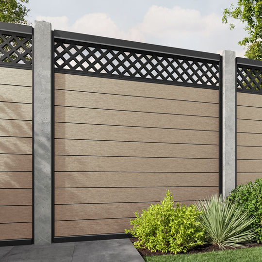 Fusion Hive Fence Panel - Light Oak - for existing concrete posts