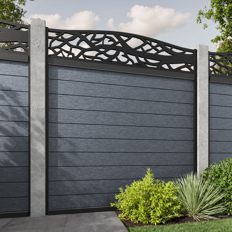 Fusion Twilight Curved Top Fence Panel - Anthracite - for existing concrete posts