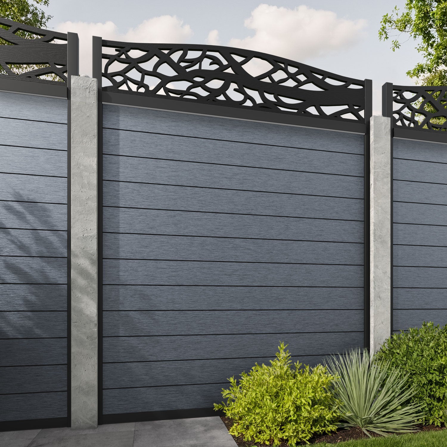 Fusion Twilight Curved Top Fence Panel - Anthracite - for existing concrete posts