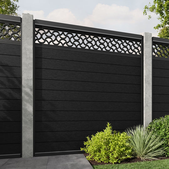 Fusion Vida Fence Panel - Black - for existing concrete posts
