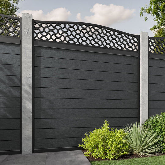 Fusion Vida Curved Top Fence Panel - Dark Grey - for existing concrete posts