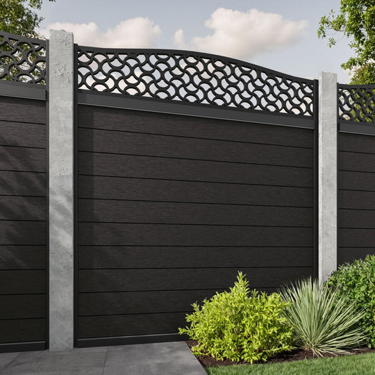 Fusion Vida Curved Top Fence Panel - Dark Oak - for existing concrete posts