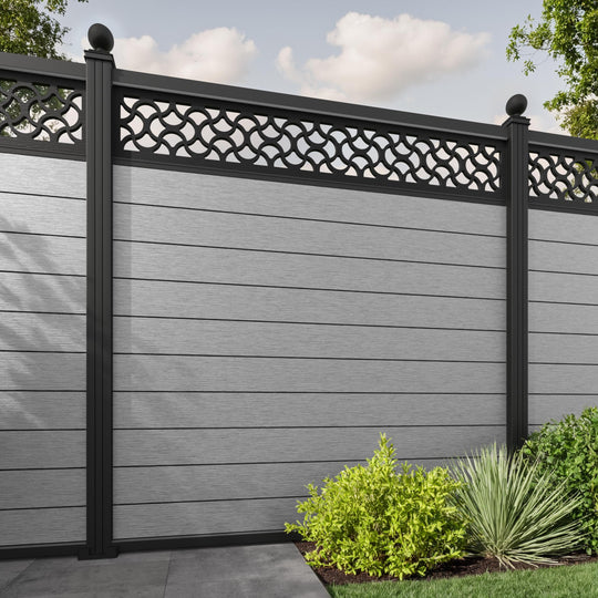 Fusion Vida Fence Panel - Light Grey - with our aluminium posts