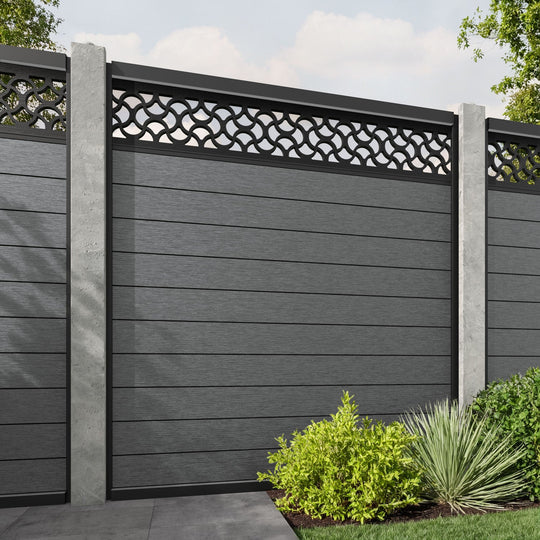 Fusion Vida Fence Panel - Mid Grey - for existing concrete posts