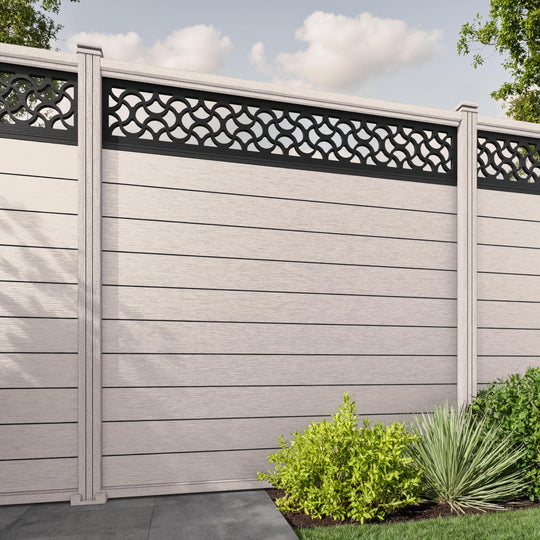 Fusion Vida Fence Panel - Mid Stone - with our composite posts