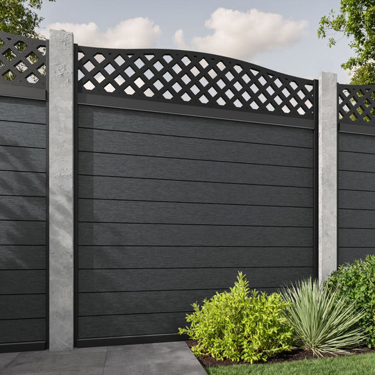 Fusion High Wave Fence Panel - Dark Grey - for existing concrete posts