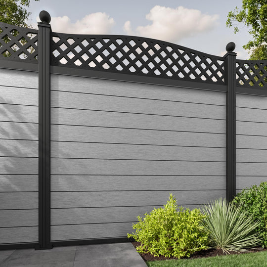 Fusion High Wave Fence Panel - Light Grey - with our aluminium posts