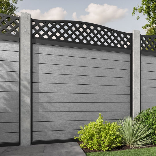 Fusion High Wave Fence Panel - Light Grey - for existing concrete posts