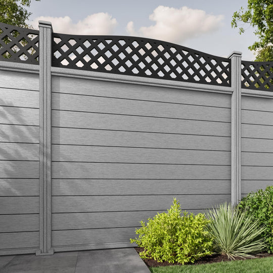 Fusion High Wave Fence Panel - Light Grey - with our composite posts