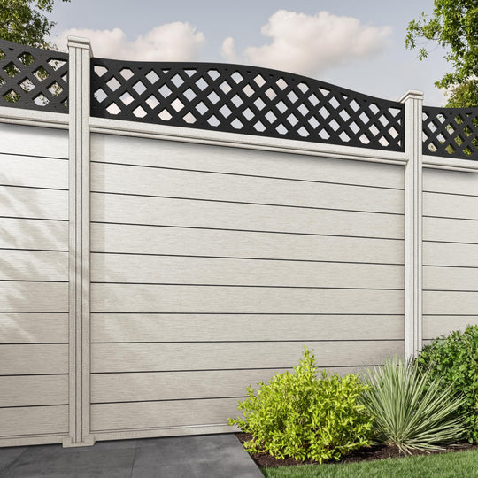 Fusion High Wave Fence Panel - Light Stone - with our composite posts
