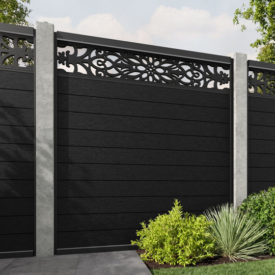 Fusion Windsor Fence Panel - Black - for existing concrete posts