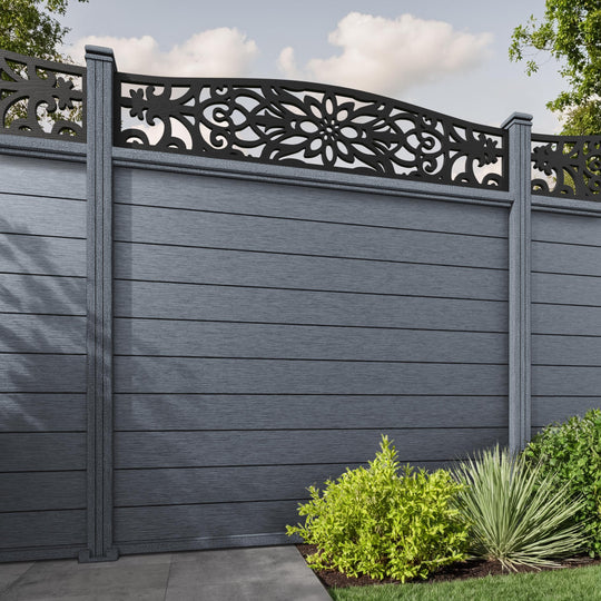 Fusion Windsor Curved Top Fence Panel - Anthracite - with our composite posts